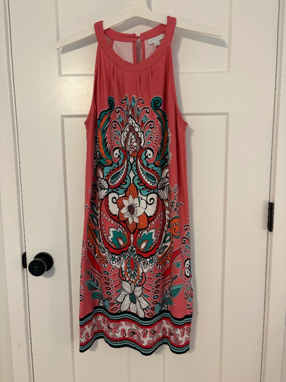 New York & Company Pink Paisley Floral Halter Dress 100% Cotton NWOT Party LG